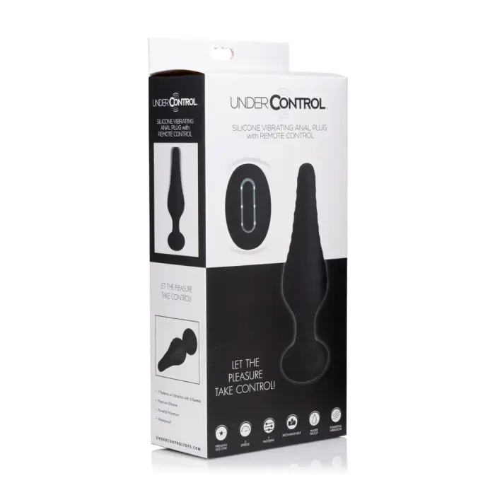 Silicone Vibrating Anal Plug with Remote Control – 12 cm – Black