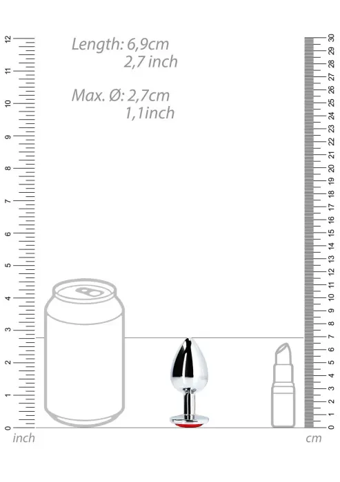 Apvalus brangakmenis analinis kištukas – 6.2 cm – S – Sidabrinis