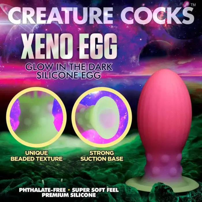 Creature Cocks Xeno Egg - tumsā spīdošs - Silikona Egg - Rozā Foto 4