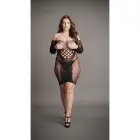 Mini kleita ar tīkliņu un kontrastu, garām piedurknēm – Plus size Foto 11