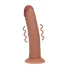 Dual Density Silicone Curved Realistic Vibrating Dildo with Suction Cup – 20.3 cm (8") – tan — Photo 7