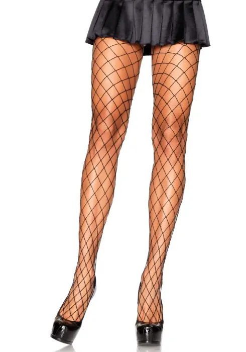 Diamond Fishnet Pantyhose – Black – One Size