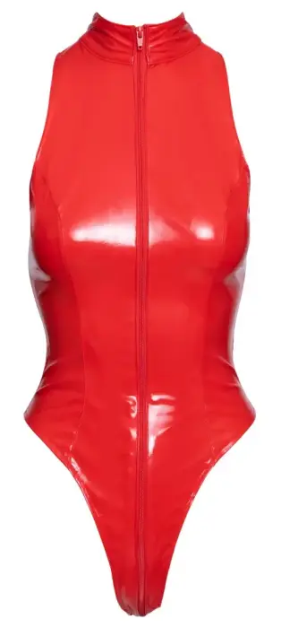 Black Level Vinyl Bodysuit with Zip – Red – L Photo
