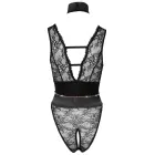 Abierta Fina Lace Bodysuit with Rhinestone Chains – Black – S Photo