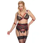 Cottelli Bondage комплект белья 4XL – чёрное кружево и красные акценты — Фото 3
