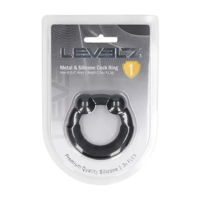 LEVELZ Metal and Silicone Cockring – Black