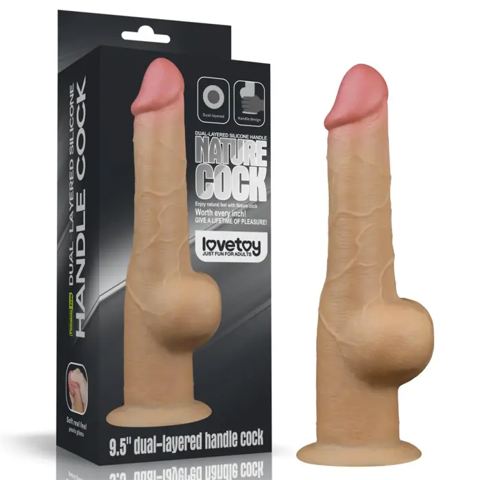 Love Toy Dual-Layered Silicone Dildo with Handle – 24 cm (9.5″) – Skin