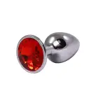Silver Butt Plug with Red Diamond – L – 9 cm — Photo 1
