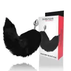 Darkness Silver Intimate Plug 8 cm with Black Faux Fur Tail — Photo 1