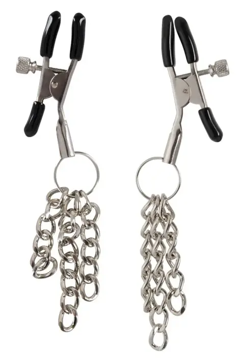 Krūšu galu skavas ar ķēdītēm – metāls un PVC Foto 2
