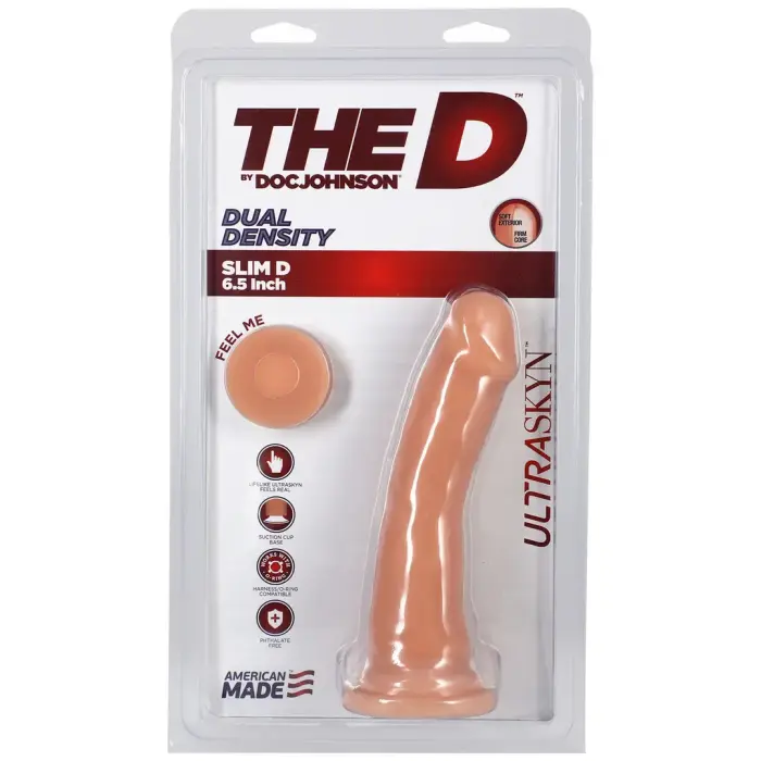 Slim D - Reālistisks ULTRASKYN dildo ar sēkliniekiem – 15 cm (6″) – miesas krāsa