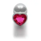 Heart Gem Butt Plug – 10 cm (3.9″) – Silver/Pink — Photo 4