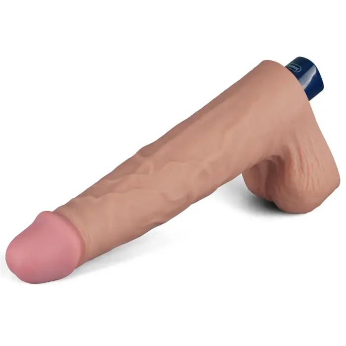 REAL SOFTEE uzlādējams vibrējošs dildo – 25 cm (10″) – Miesas krāsa Foto 8