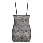 Cottelli LINGERIE кружевное платье с цветочным узором и полосками wet look – чёрное – M — Фото 6