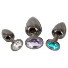 ANOS Metal Butt Plug Set Diamo – 7 - 10 cm – Clear Photo