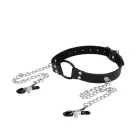 O-Ring Gag with Nipple Clamps – Black — Photo 3