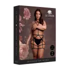 Rihmadega keharakmed avatud korvide ja sukahoidjatega – Plus Size – Must — Foto 1
