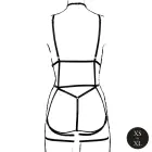 Strappy Open Cup Body Harness with Garters – One Size – Black — Photo 5