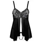 Cottelli Lingerie Бебидолл и стринги с открытой промежностью комплект – чёрный – L Фото num