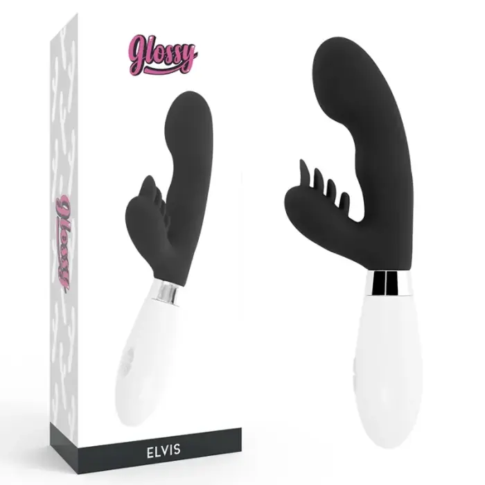 Dorcel Glossy Elvi – вибратор-кролик с двойным мотором – 10 режимов, силикон – чёрный – 12 см