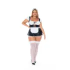 Franču istabenes kostīma kleita ar šņorējuma dekoriem un tīkliņa apdari – melna/balta – 3XL — Foto 2