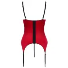 Cottelli Lingerie satīna un mežģīņu sarkans tops ar zeķturiem un stringiem – M — Foto 7