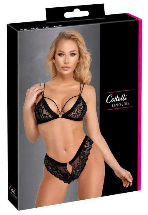 Cottelli LINGERIE Lace Bra Set – Black – XL