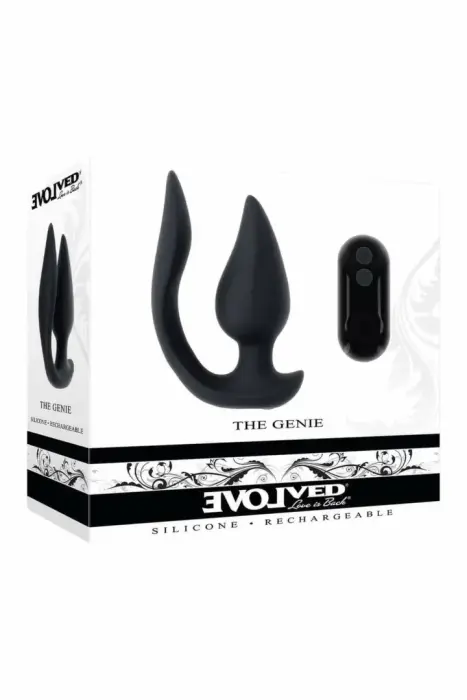 EVOLVED THE GENIE – силиконовая анальная пробка с двойным мотором и пультом – водонепроницаемая