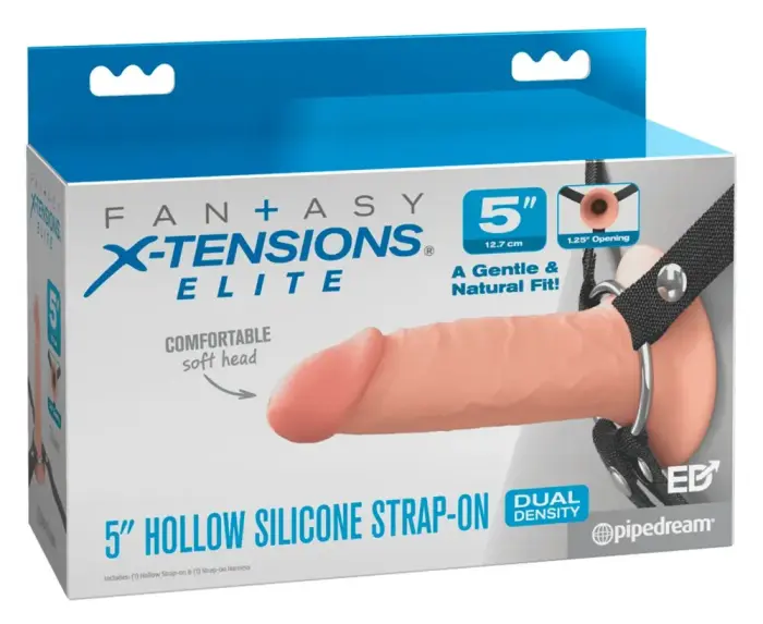 Fantasy X-TENSIONS FXTE 5" dobais strap-on dildo – 12.7 cm (5″) – miesas krāsa