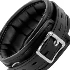 Darkness Soft Leather Adjustable Collar with Chain Leash – Black — Photo 4