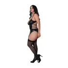 Magic Silk Kira korsete ar atvērtu priekšpusi, zeķturiem un stringiem – melna – 2XL — Foto 3