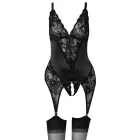 Cottelli CURVES satin & lace suspender basque with string – black – 2XL — Photo 9