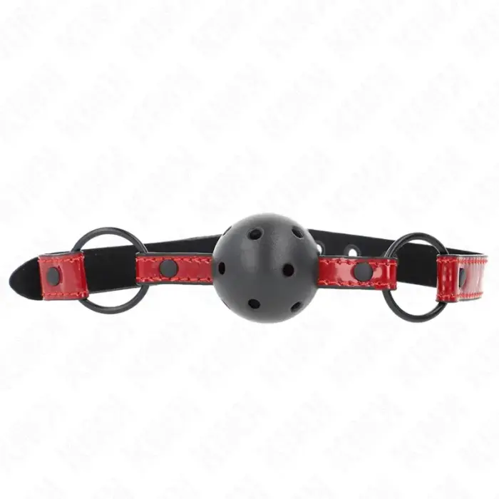 KINK Shiny Leatherette Ball Gag 4.5cm - Adjustable Vegan Strap, Black