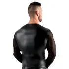 Svenjoyment Bondage – men's long sleeve powernet shirt with harness and cuffs – black – M — Photo 6
