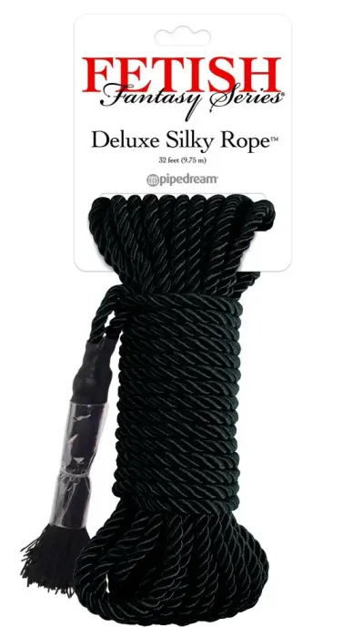 Fetish Fantasy Deluxe šilkinė bondažo virvė – juoda – 10 m