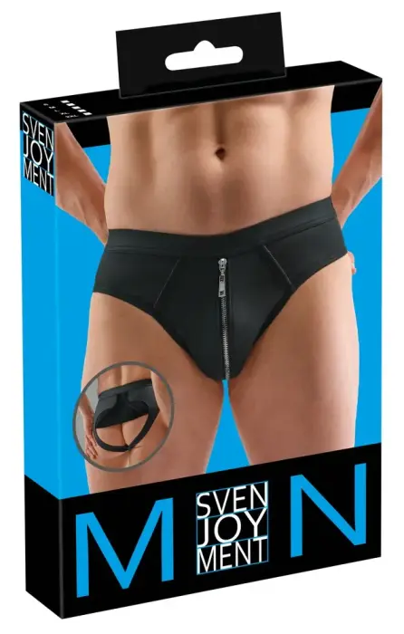 Svenjoyment Herren Jock – men's matte-look jock with zip and fold-up mesh back – black – XL