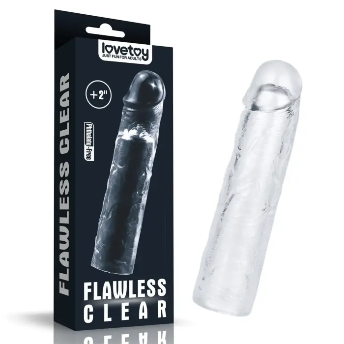 Flawless Clear Penis Sleeve Add 2" – transparent TPR penis extender sleeve