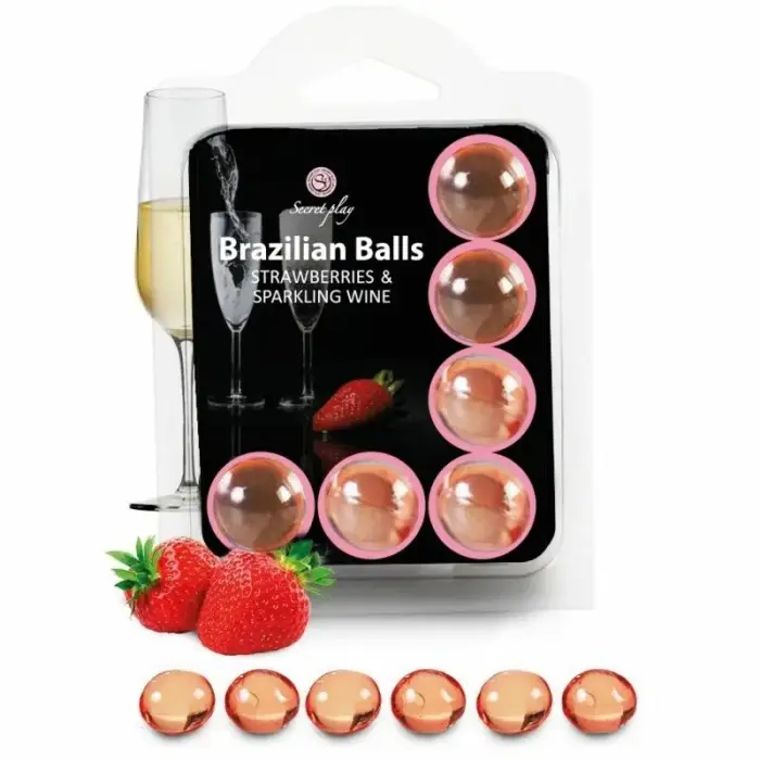 Secret Play Brazilian Balls massaažiõli kuulid – maasikas ja cava – 6 tk