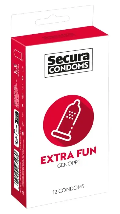 Secura Extra Fun Ribbed Condoms – 12 pcs