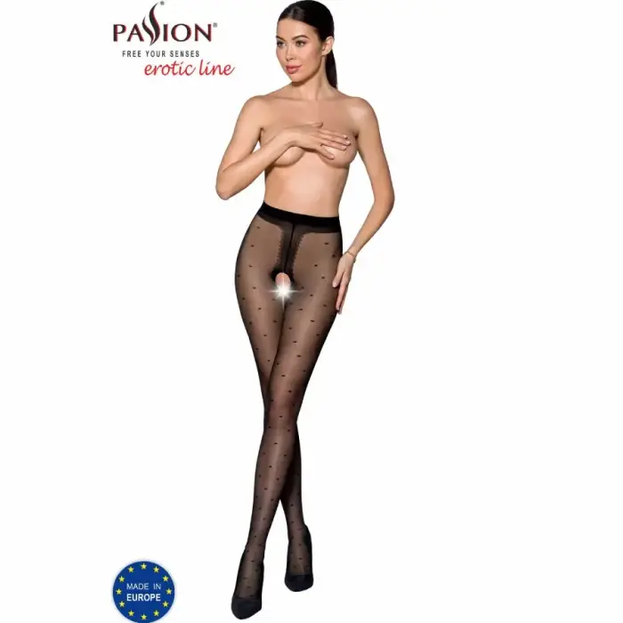 PASSION TIOPEN 018 чёрные колготки 20 DEN с открытым дизайном – 1/2