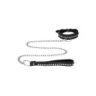 Diamond Studded Collar with Leash – Black — Photo 3