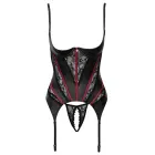 Cottelli LINGERIE avatud tassidega korsett ja pitsstringid – must/punane – M — Foto 6