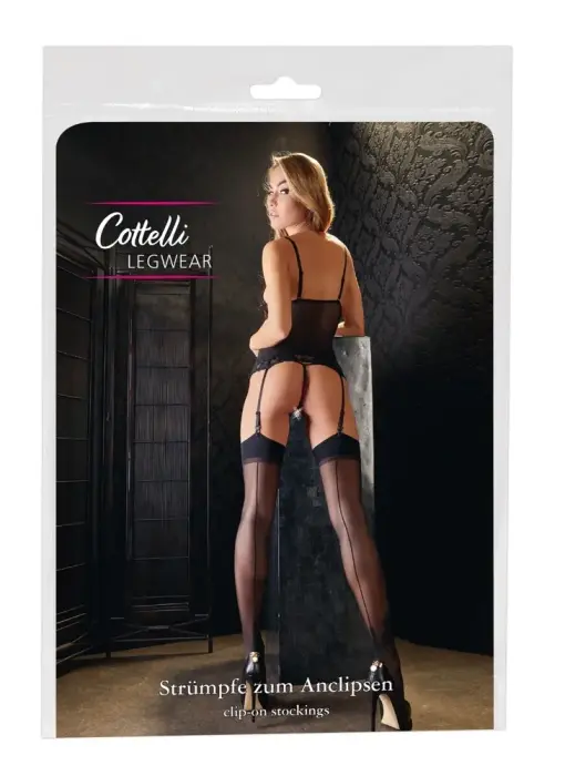 Cottelli Collection melnas zeķes ar dekoratīvu šuvi 15 DEN