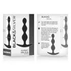 Black&Silver Rupert elastīga silikona anālo bumbiņu ķēde – 10.5 cm – Melns — Foto 5