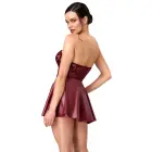 Noir Handmade – korsetes mini kleita bez lencēm ar flokētu powernet un wetlook svārkiem – bordo – L — Foto 4