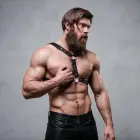 Fetish Submissive Attitude Eco-Leather Chest Harness for Men, Adjustable, Black — Photo 6