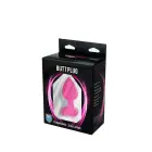 Rozā sirds formas anālais spraudnis ar baltu kristālu – 8 cm (3.1″) — Foto 3