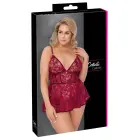 Cottelli CURVES Babydoll Set with Crotchless Briefs – Dark Red – 3 XL — Photo 1