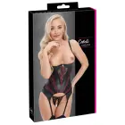 Cottelli LINGERIE avatud tassidega korsett ja pitsstringid – must/punane – M — Foto 1