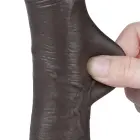 LoveToy Sliding Skin Dual Layer Dong – realistiškas dviejų sluoksnių dildo – TPE – juodas – 19 cm — Nuotrauka 9